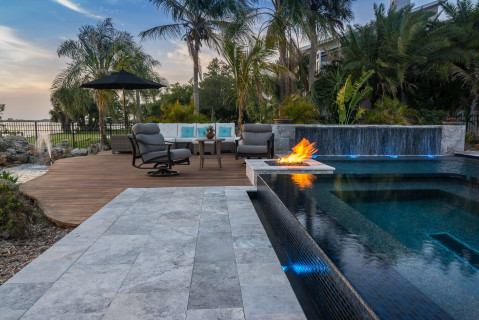 Deck, Fire Pit, Custom Spa and Custom Pool in Osprey, Florida