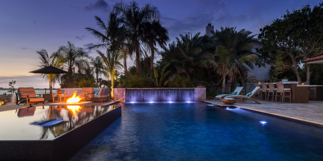 Deck, Fire Pit, Custom Spa and Custom Pool in Osprey, Florida