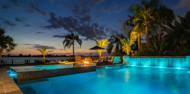 Deck, Fire Pit, Custom Spa and Custom Pool in Osprey, Florida