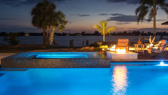 Deck, Fire Pit, Custom Spa and Custom Pools in Osprey, Florida