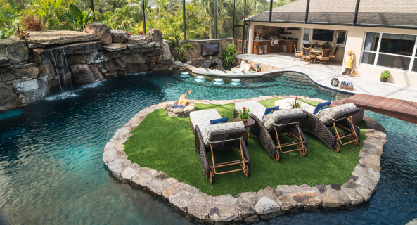 Lucas Lagoons Custom pool river and island