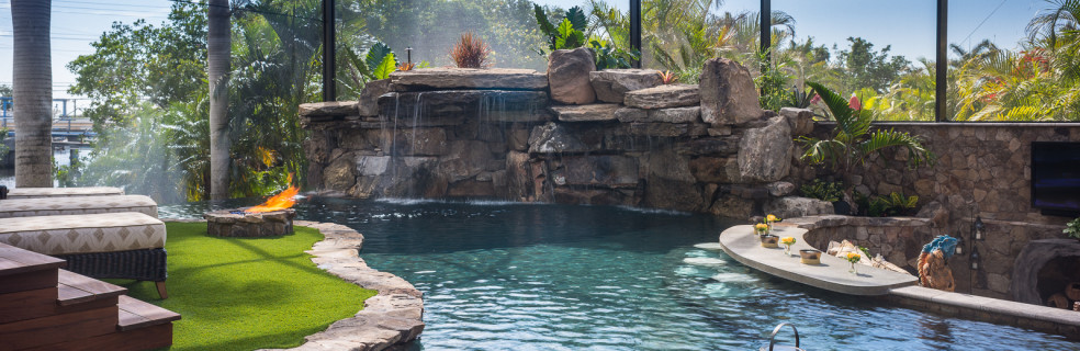Lazy River Lucas Lagoons Custom pool on Pine Island waterfall and grotto