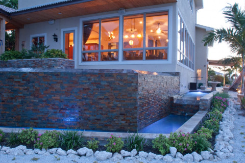 Spillway and modern waterfall pool