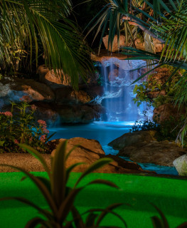 Spa and grotto detail at night