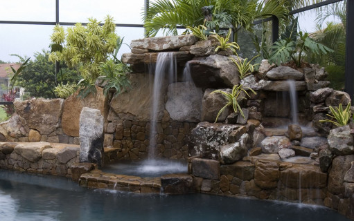 Grotto waterfall, spa and stream