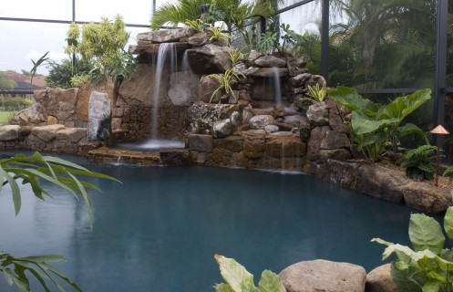 Grotto, spa and stream