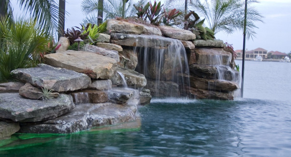 Waterfall and infinity edge view