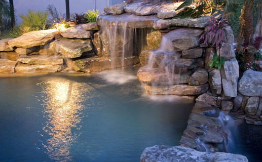 Grotto lit up at night