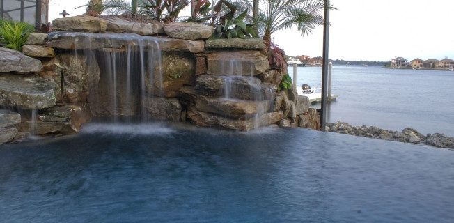 Grotto and infinity edge pool