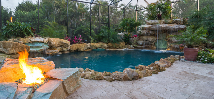 Fire Pit and Both Main Grotto and Second Water Fall