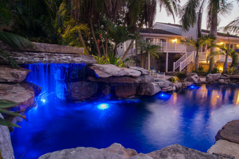 Night view of Lagoon Pool