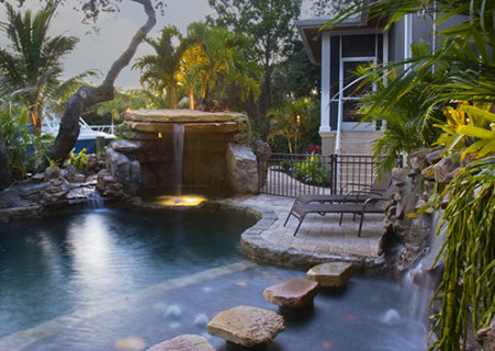 Natural Stone Grotto Waterfall After