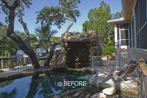 Natural Stone Grotto Waterfall Before