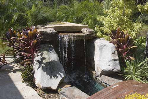 Natural Stone Grotto Waterfall with Elevated Spa