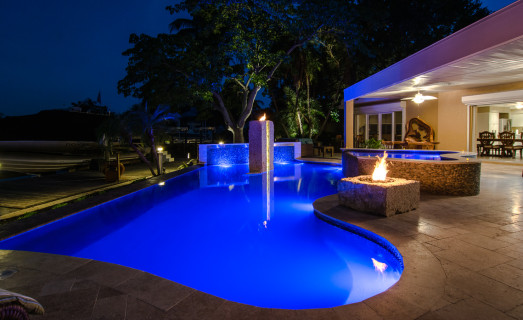 Night time at the Modern Pool edge, bring the outdoor into the home
