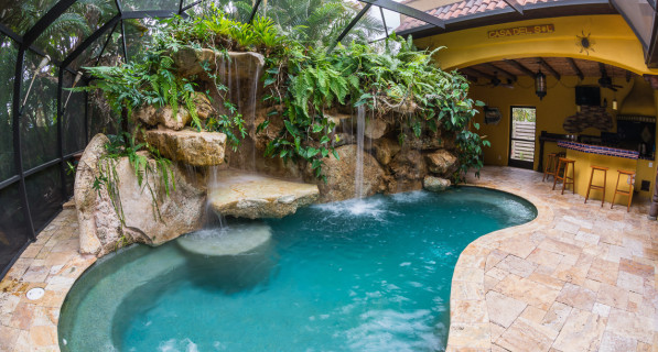 Elevated view of the natural lagoon pool Siesta Key