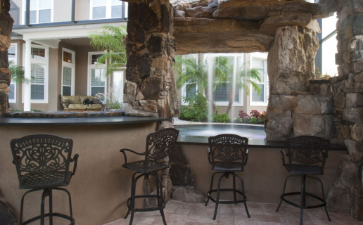 Bar looking through grotto