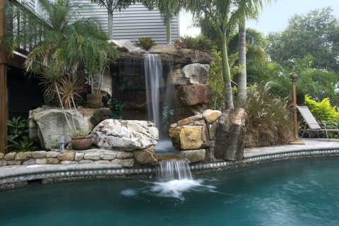 Tall Grotto Waterfall Lagoon Pool Remodel