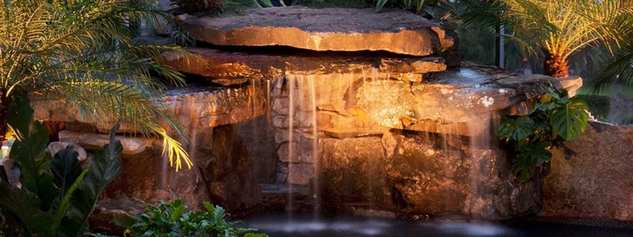 Image of Sarasota Florida Swimming Pool Remodel Stone Waterfalls