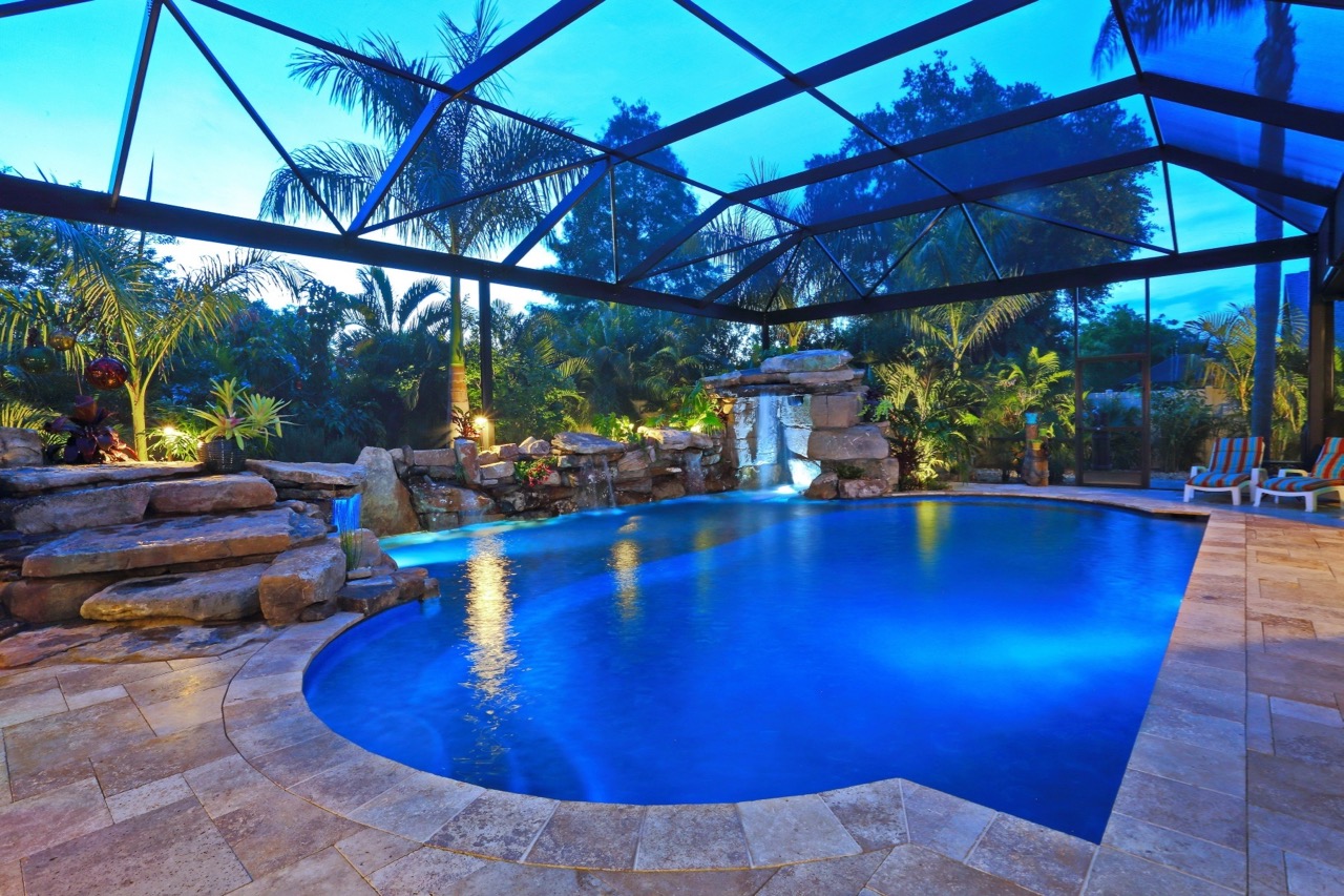 Natural Waterfall Custom Pool in Sarasota