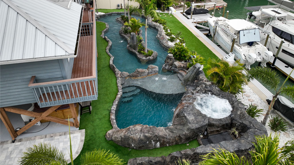 Lazy River with Volcano Hot Tub